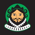 King man icon on black isolated background. Vector image. Logo icon design element Royalty Free Stock Photo