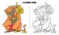 King Monkey Eats Banana Coloring Page