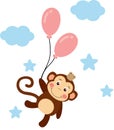 King monkey flying with balloons on sky