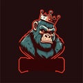 King Monkey illustration, esports mascot designs, gaming logo template