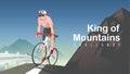 king of mountains challange. cyclist ride road bike up hill cycling with mountains background. flat style vector illustration