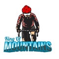 King of Mountains KoM. best road cycling mountain climber. cyclist in polka dot jersey vector illustration Royalty Free Stock Photo