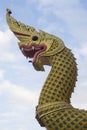 King of Nagas , serpent in Thailand and blue background Royalty Free Stock Photo