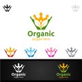 King Natural and Organic Logo design for Herbal, Ecology, Health, Yoga, Food, or Farm Concept Royalty Free Stock Photo