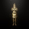 King Nebuchadnezzar`s Dream Golden Statue with Particles Daniel`s Prophecies 3D Illustration Royalty Free Stock Photo