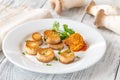 King oyster mushroom scallops Royalty Free Stock Photo