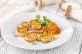 King oyster mushroom scallops Royalty Free Stock Photo
