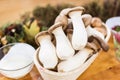 King oyster mushrooms in a basket