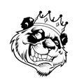 King panda head black and white