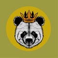 King panda head cartoon illustrationn