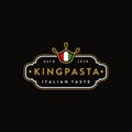 King pasta logo icon vector template with crown noodle symbol Royalty Free Stock Photo