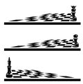 King and pawn piece on chess game board black vector copy space design