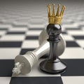 King and Pawn. Realistic 3d rendering