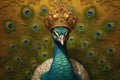 a king peacock in his crown being self proud