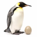 King penguin and his egg close-up isolated on white, Royalty Free Stock Photo