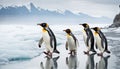 King Penguins on Icy Shore Royalty Free Stock Photo