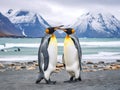 Ai Generated illustration Wildlife Concept of King Penguins South Georgia Royalty Free Stock Photo