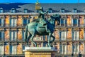 King Philip III Equestrian Statue created in 1616 by Sculptors Gambologna and Pietro Tacca situated on the plaza mayor in madrid Royalty Free Stock Photo