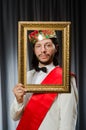 King with picture frame Royalty Free Stock Photo