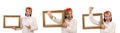 King with picture frame on white Royalty Free Stock Photo