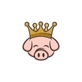king pig crown pork bacon theme cartoon Royalty Free Stock Photo