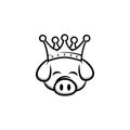 king pig crown pork bacon theme cartoon Royalty Free Stock Photo