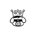 king pig crown pork bacon theme cartoon Royalty Free Stock Photo