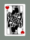 King playing card of Hearts suit in vintage engraving drawing stile