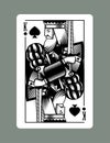 King playing card of Spades suit in vintage engraving drawing style