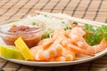 King prawn with an egg and fried rice Royalty Free Stock Photo