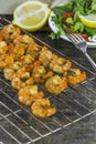 King prawns on skewers Royalty Free Stock Photo