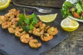 King prawns on skewers Royalty Free Stock Photo