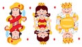 King, prince, queeen Diamonds. Playing cards with cartoon cute characters