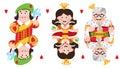 King, prince, queeen Heart. Playing cards with cartoon cute characters