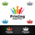 King Printing Company Logo Design for Media, Retail, Advertising, Newspaper or Book Concept Royalty Free Stock Photo