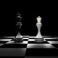 King and Queen chess isolated on black Royalty Free Stock Photo