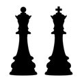 King and Queen chess piece silhouette Royalty Free Stock Photo