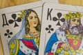 King and Queen of the cross from a deck of old playing cards