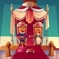 King and queen sitting on thrones in palace. Royal Royalty Free Stock Photo