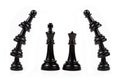 King and queen wedding black chess pieces scene concept. Royal couple, gate, border, frame made of stacked pawn game pieces Royalty Free Stock Photo
