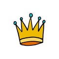 King or qween golden crown with jewelry in vector. Royalty Free Stock Photo