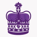 King rown logo vector Illustration. Royal purple crown silhouette isolated on white background.