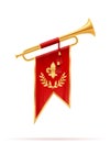 King royal golden horn trumpet vector illustration Royalty Free Stock Photo