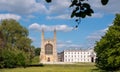 King`s College Chapel at Cambridge University, Cambridgeshire UK, with wild flower meadow full of chamomile daisies