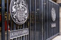 KingÃ¢â¬â¢s College University Central London Heavy Steel Locked Security Gates Royalty Free Stock Photo