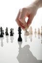 King `s fall in the chess game. Biznets concept. Disposal of the competition Royalty Free Stock Photo