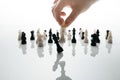 King `s fall in the chess game. Biznets concept. Disposal of the competition Royalty Free Stock Photo