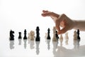 King `s fall in the chess game. Biznets concept. Disposal of the competition Royalty Free Stock Photo