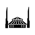 King Salman Mosque glyph icon. Maldives culture. Islam religion. Black filled symbol. Isolated vector illustration
