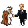 King Salman and Vladimir Putin. Vector Cartoon Illustration. October 18, 2017